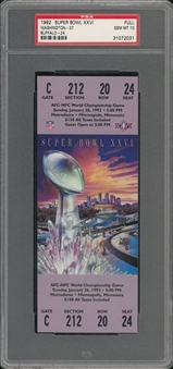 1992 Super Bowl XXVI Full Ticket - PSA GEM MT 10